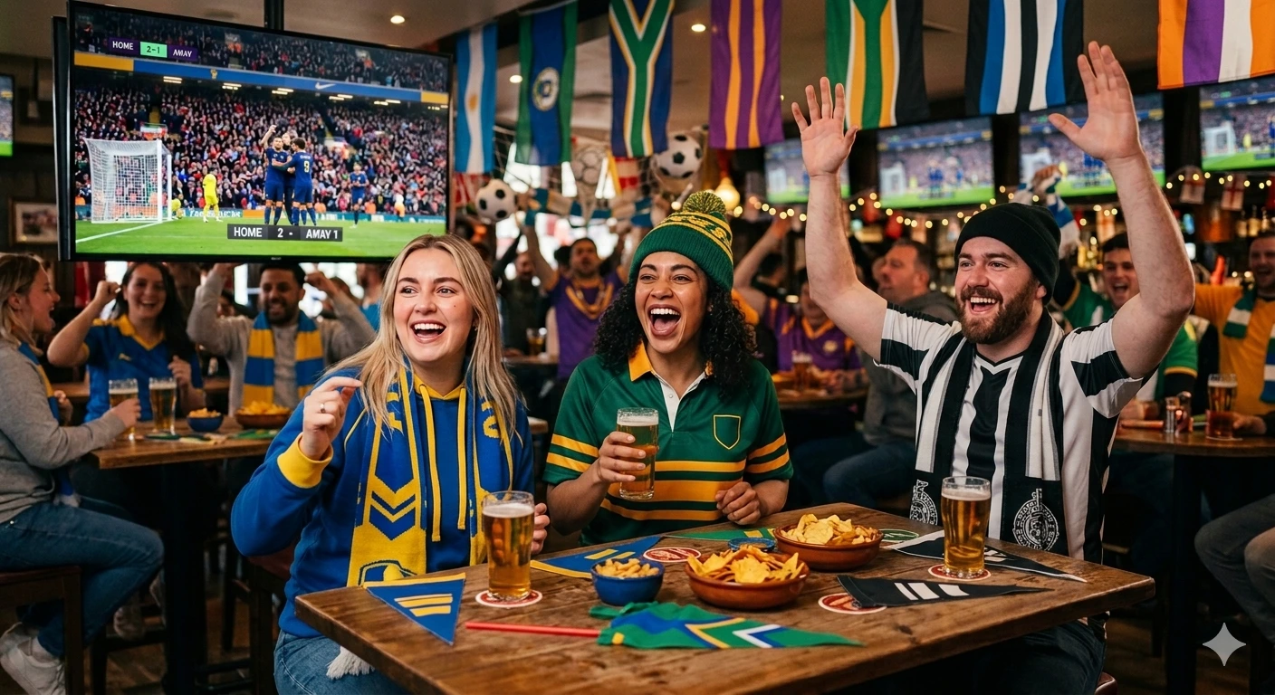 Friends enjoying live television together